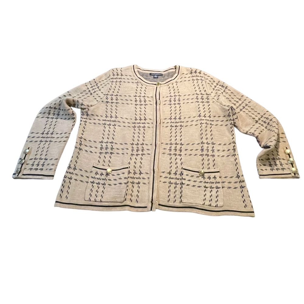 Designers Originals size‎ S knit jacket beige and black gold buttons super cute!